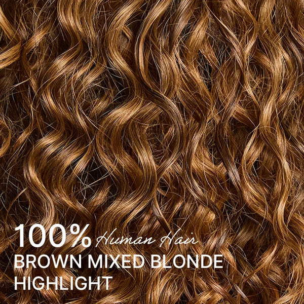 Readitress™ Ombre Brown Highlight Boho Braids Deep Curly Glueless 5x5 Closure Lace with Braided Top Human Hair Wig Pre-Cut Lace