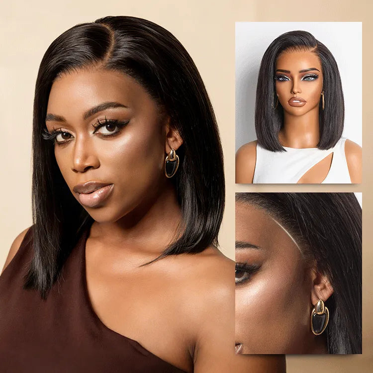 NatureMAX™ Silky Blunt Cut Bob Glueless Ear-to-ear 13x4 HD Lace Front Wig Pre-Cut Lace Flexi-Fit Drawstring Cap Main image