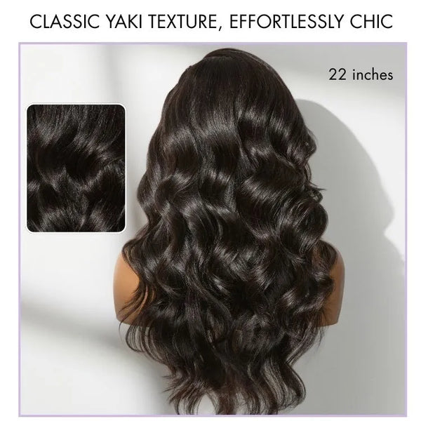 Readitress™ Side Braided Yaki Body Wave Glueless Ear-to-ear 13x6 Frontal HD Lace Wig Human Hair Flexi-Fit Drawstring Cap