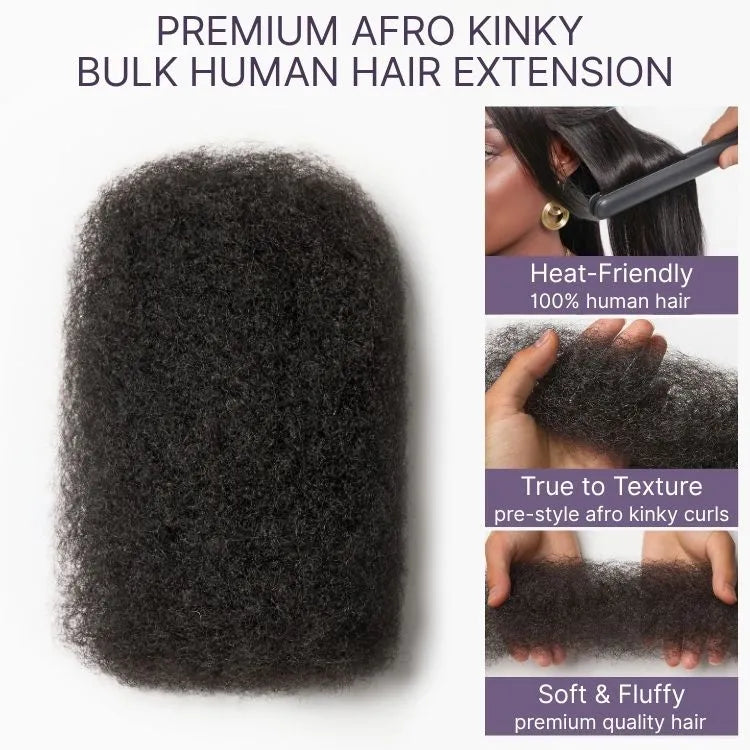 Readitress™ Afro Kinky Bulk Human hair for Dreadlock Extensions, Repair Locs, Twists and Braids Secondary image