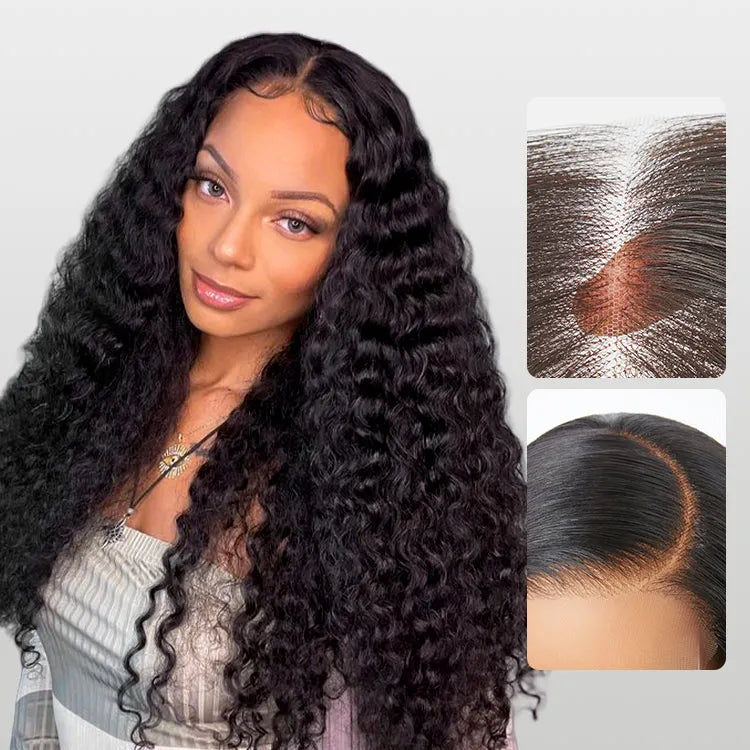 180% Density Water Wave HD 13x4 Frontal Lace Free Part Glueless Human Hair Wig Pre Cut Lace Secondary image