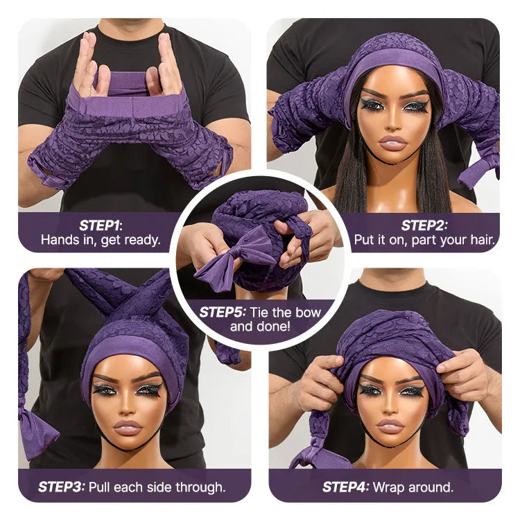 1PC Satin Wrap Bonnet for Long Hair, Frizz-Free Sleep & Effortless Waves by Morning