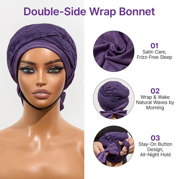 1PC Satin Wrap Bonnet for Long Hair, Frizz-Free Sleep & Effortless Waves by Morning Secondary image
