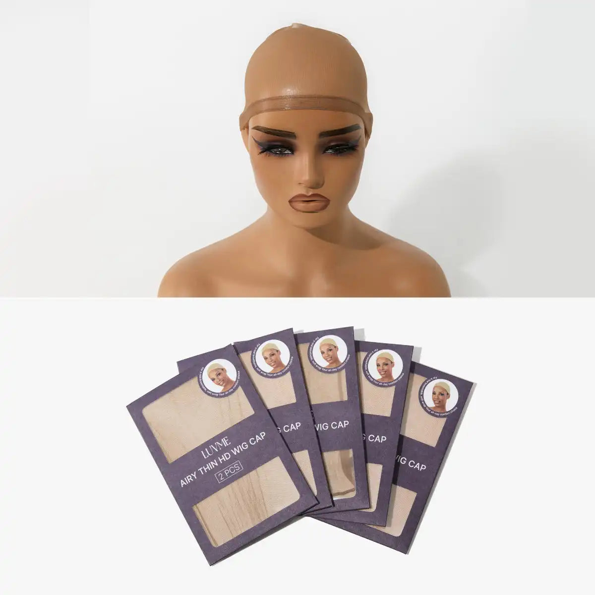 LUVME Wig Cap Set, 5 Packs (10 pcs, Dark Brown) – Soft, Stretchy, Breathable Caps with Secure Fit for Lace Wigs Main image