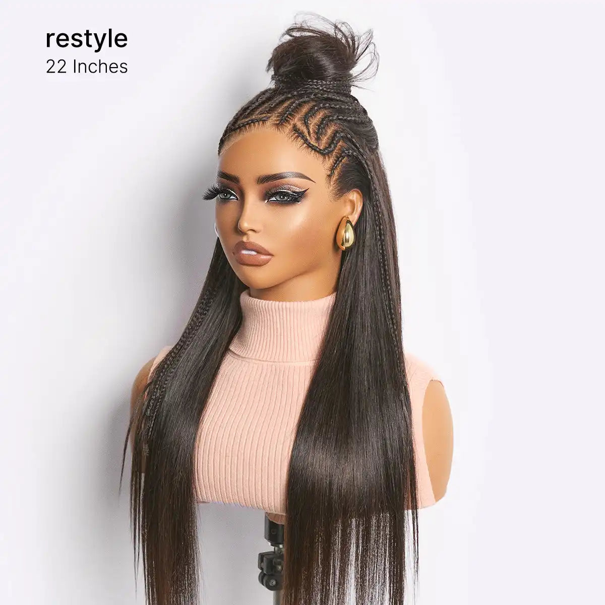 Readitress™ 180% Density Pre-Braided Silky Straight Human Hair Glueless Ear-to-Ear 13x4 Frontal Lace Wig Pre-Cut Lace