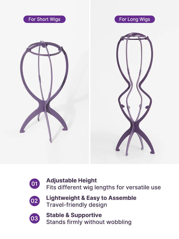 US ONLY - 1pc/3pcs Portable Wig Stand Durable Collapsible Wig Holder for All Wig Secondary image