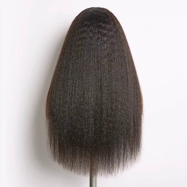 True Scalp Yaki Straight / Kinky Straight V Part Glueless Human Hair Wig Flexi-Fit Drawstring