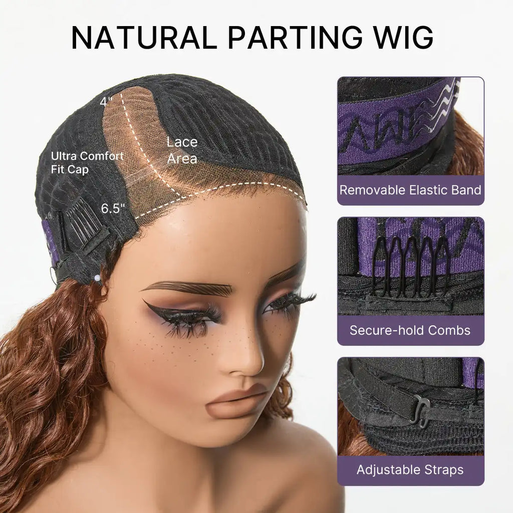Ready to Go Ombre Brown Water Wave Short Curly Bob Wig Glueless Minimalist HD Lace Wig Pre-Cut Lace