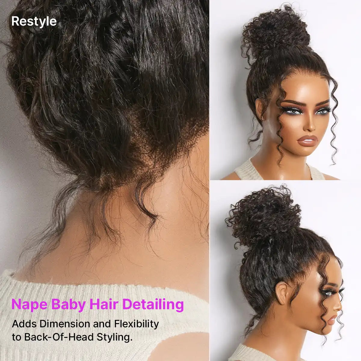MyOwn-Fit™ 360 HD Lace Free Parting Water Wave Wig Flexi-Fit Invisi Drawstring Cap & Pre-Cut Lace Secondary image