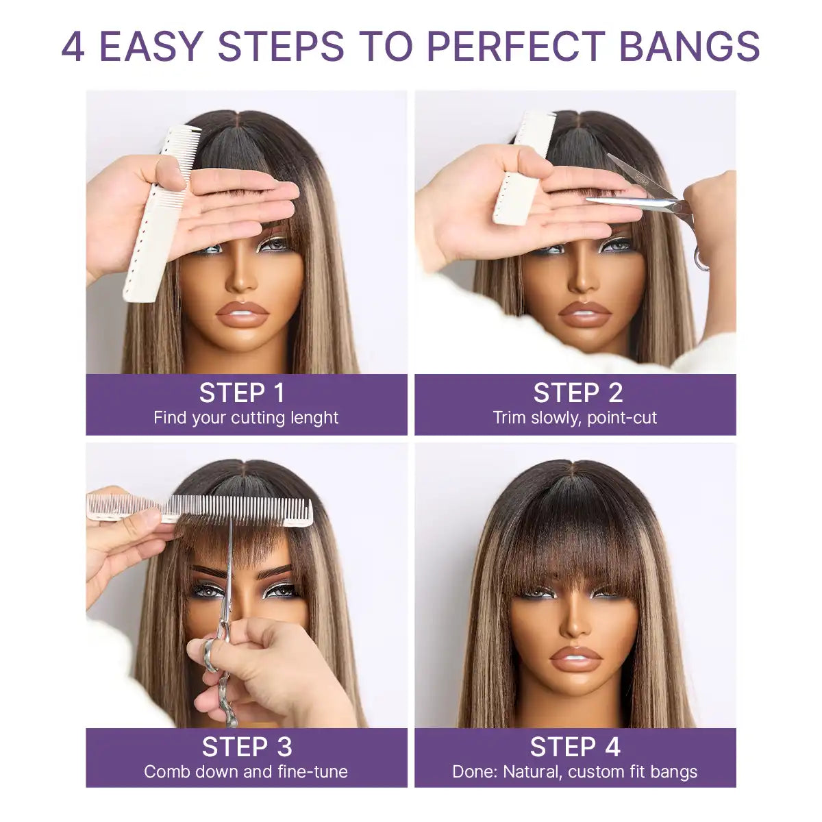Beginner Friendly Honey Blonde Highlight Yaki Blunt Cut Bob Glueless Minimalist Lace Bob Wig with Bangs