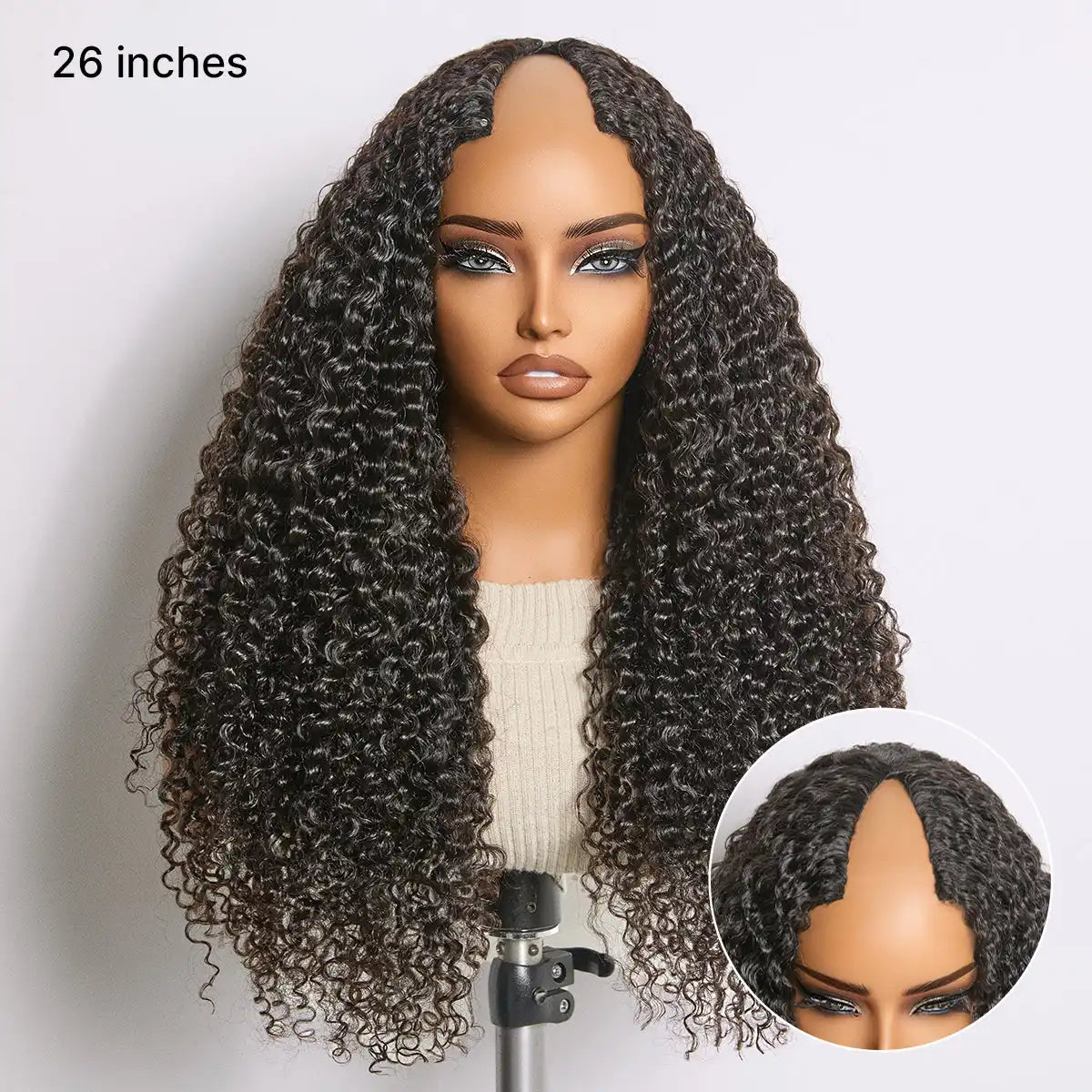 True Scalp Burmese Curly V Part Glueless Human Hair Wig Flexi-Fit Drawstring Secondary image