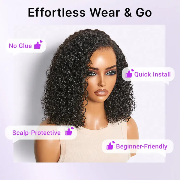 180% Density Kinky Curly PartingMax Glueless 7x6 Closure HD Lace Wig Pre-Cut Lace Flexi-Fit Drawstring Cap