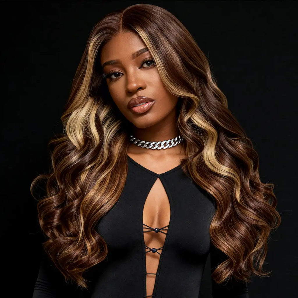 Rich Auntie |  RawMagic x Blonde Highlight Body Wave 13x6 Frontal HD Lace Glueless Wig Human Hair