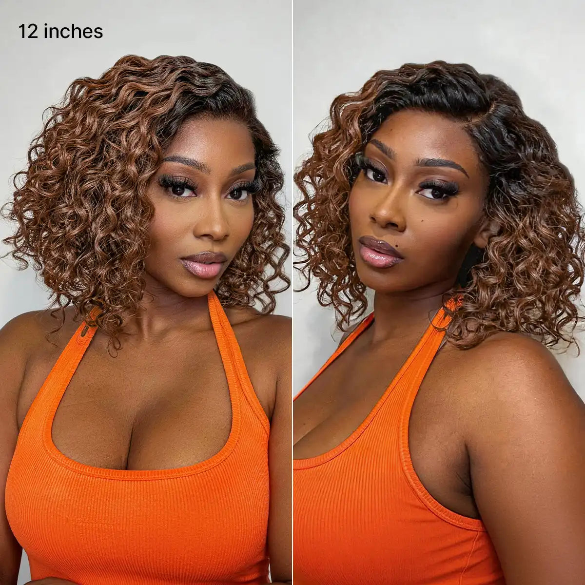 Ready to Go Ombre Brown Water Wave Short Curly Bob Wig Glueless Minimalist HD Lace Wig Pre-Cut Lace Secondary image