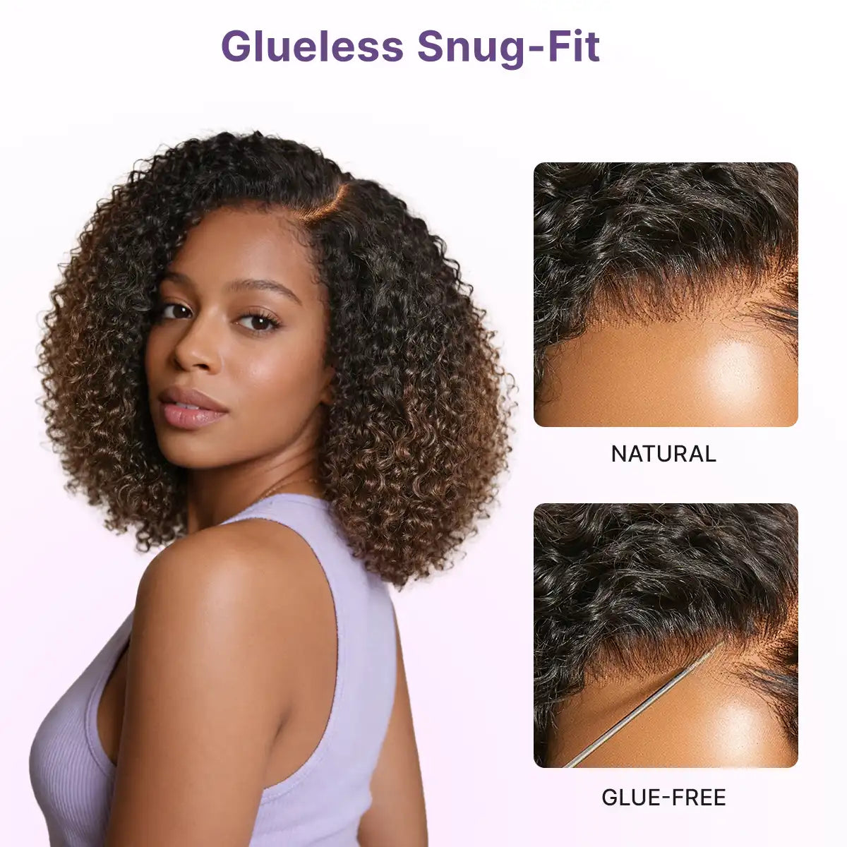 Wear & Go Ombre Brown Fluffy Curly 180% Density Glueless 5x5 Closure HD Lace Wig Pre-Cut Lace Secondary image