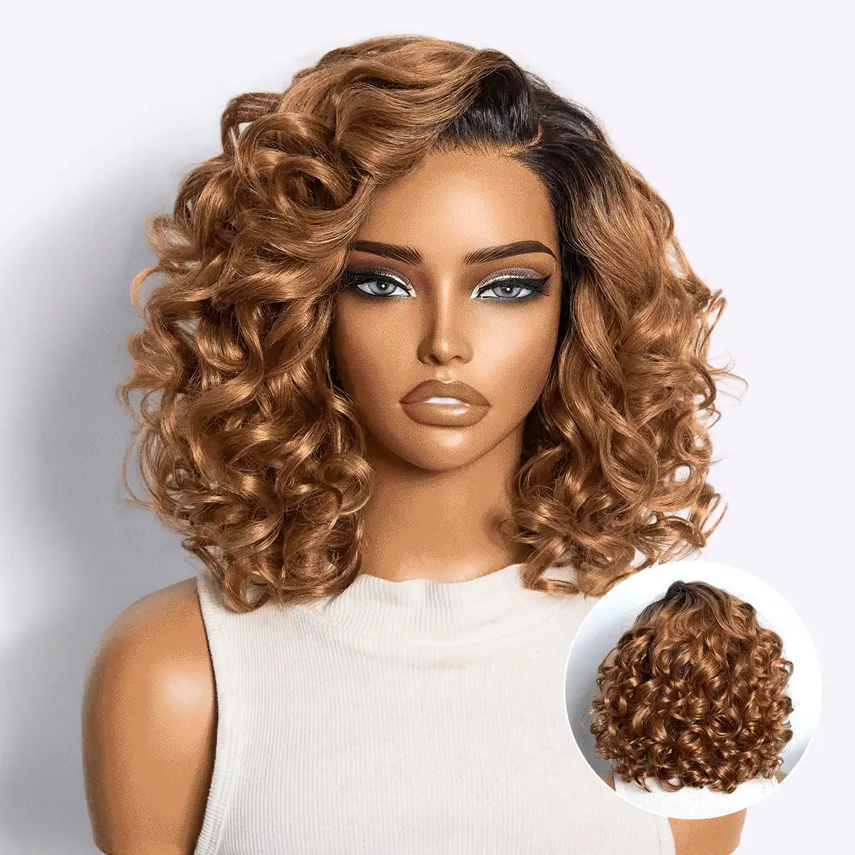 Dark Root Ombre Brown Mature Bouncy Loose Wave Glueless Minimalist HD Lace Wig Ready to Go Main image