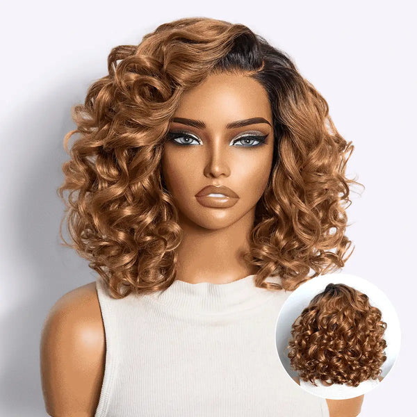Dark Root Ombre Brown Mature Bouncy Loose Wave Glueless Minimalist HD Lace Wig Ready to Go