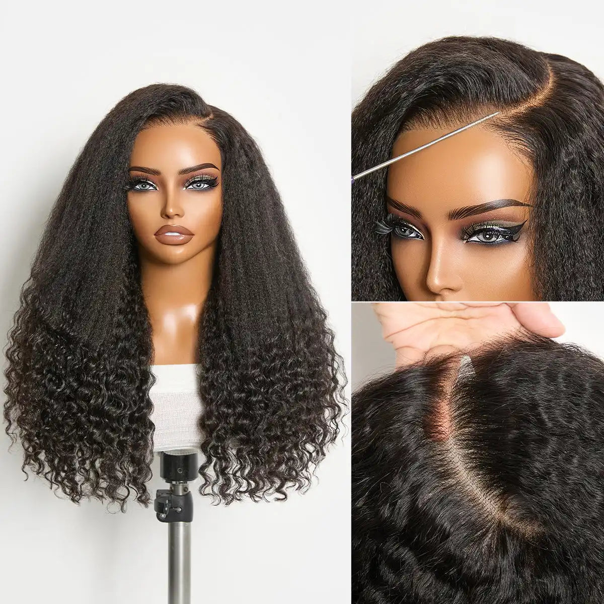 Luvme All-Day Comfort Wig PartingMax Natural Black Kinky Straight to Curly 7x6 Closure HD Lace Glueless Wig Pre Cut Lace Main image