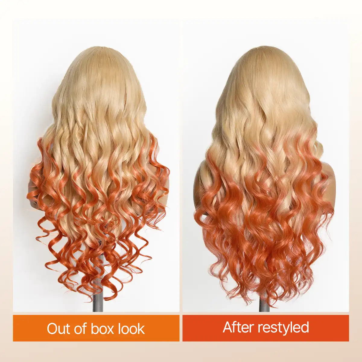 613 Blonde to Ginger Ombre Body Wave Glueless Ear-to-ear 13x4 HD Lace Front Wig Pre-Cut Lace Flexi-Fit Drawstring Cap