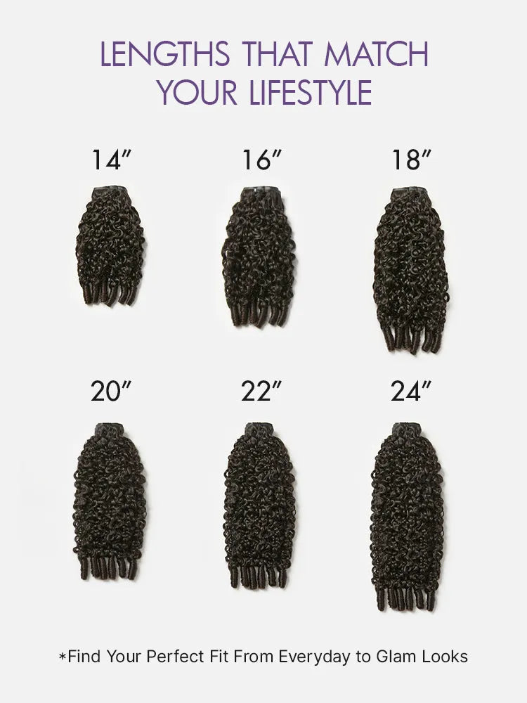 Burmese Curly Finger Coil Ends Seamless Clip in Extensions Real Human Hair Pieces 135g 9pcs / 7pcs with Free Gift