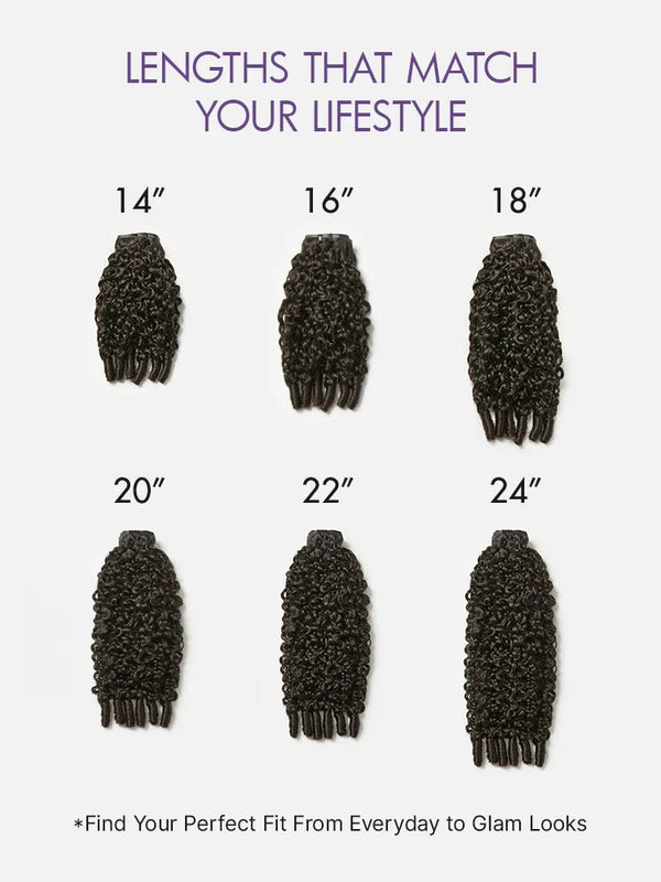 Burmese Curly Finger Coil Ends Seamless Clip in Extensions Real Human Hair Pieces 135g 9pcs / 7pcs with Free Gift