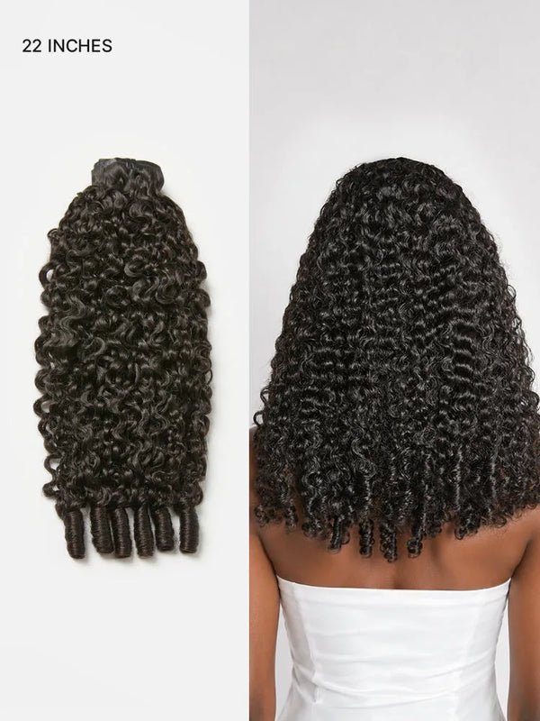 Burmese Curly Finger Coil Ends Seamless Clip in Extensions Real Human Hair Pieces 135g 9pcs / 7pcs with Free Gift