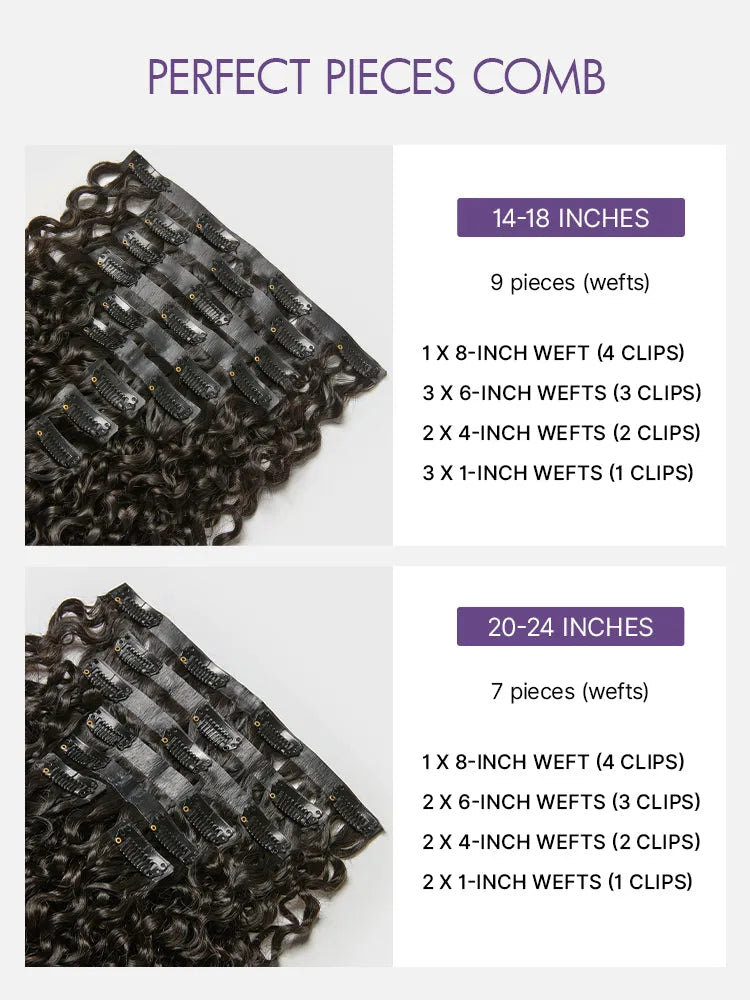 Burmese Curly Finger Coil Ends Seamless Clip in Extensions Real Human Hair Pieces 135g 9pcs / 7pcs with Free Gift