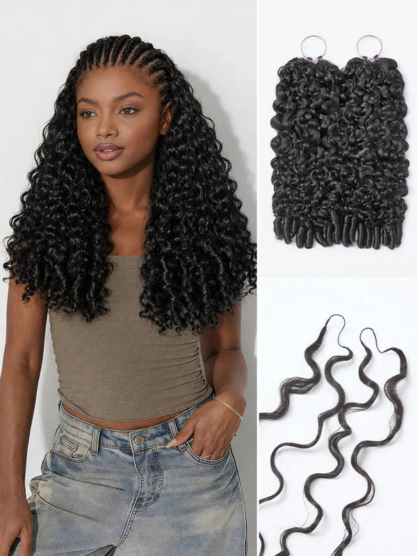 Readitress™ Pre-Separated Feather Crochet Human Hair for Miracle Knots Boho Braids | Deep Wave, Burmese Curly Protective Style (Free Gifts Included)  - US Only