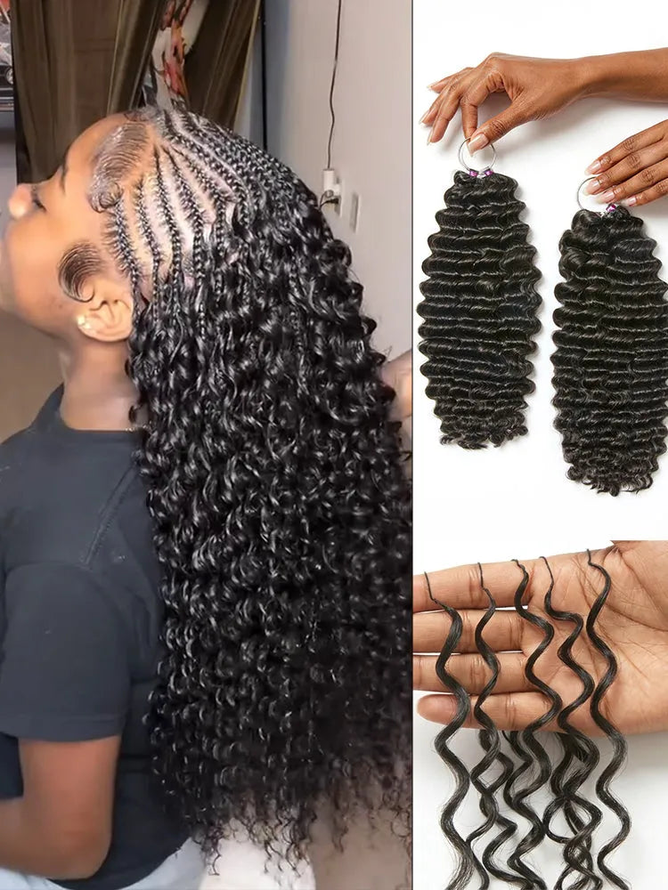 Readitress™ Pre-Separated Feather Crochet Human Hair for Miracle Knots Boho Braids | Deep Wave, Burmese Curly Protective Style (Free Gifts Included)  - US Only Main image
