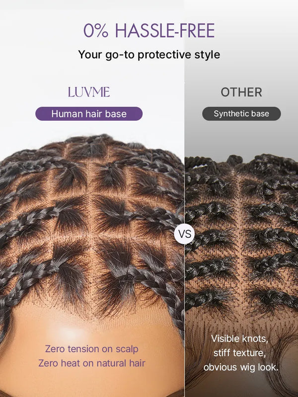 OwnScalp™ HD Full Lace Knotless Boho Curls Braided Bob Pre-Cut Lace Wig Flexi Fit Invisi Drawstring Cap