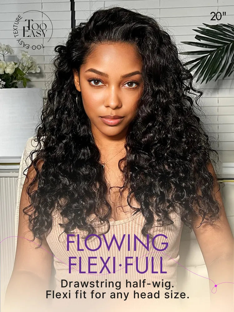 Luvme Too Easy Texture™ 3-In-1 Half Wig 180% Density Water Wave Glueless Flexi-Fit Drawstring Wig Secondary image