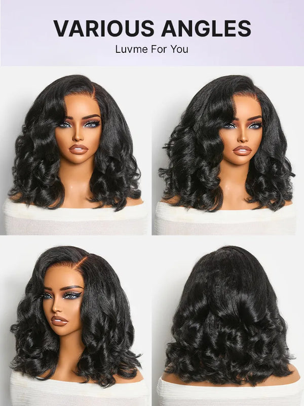 180% Density Effortless Natural Black Kinky Straight 5x5 HD Lace Loose Wave Wig Pre-cut Lace