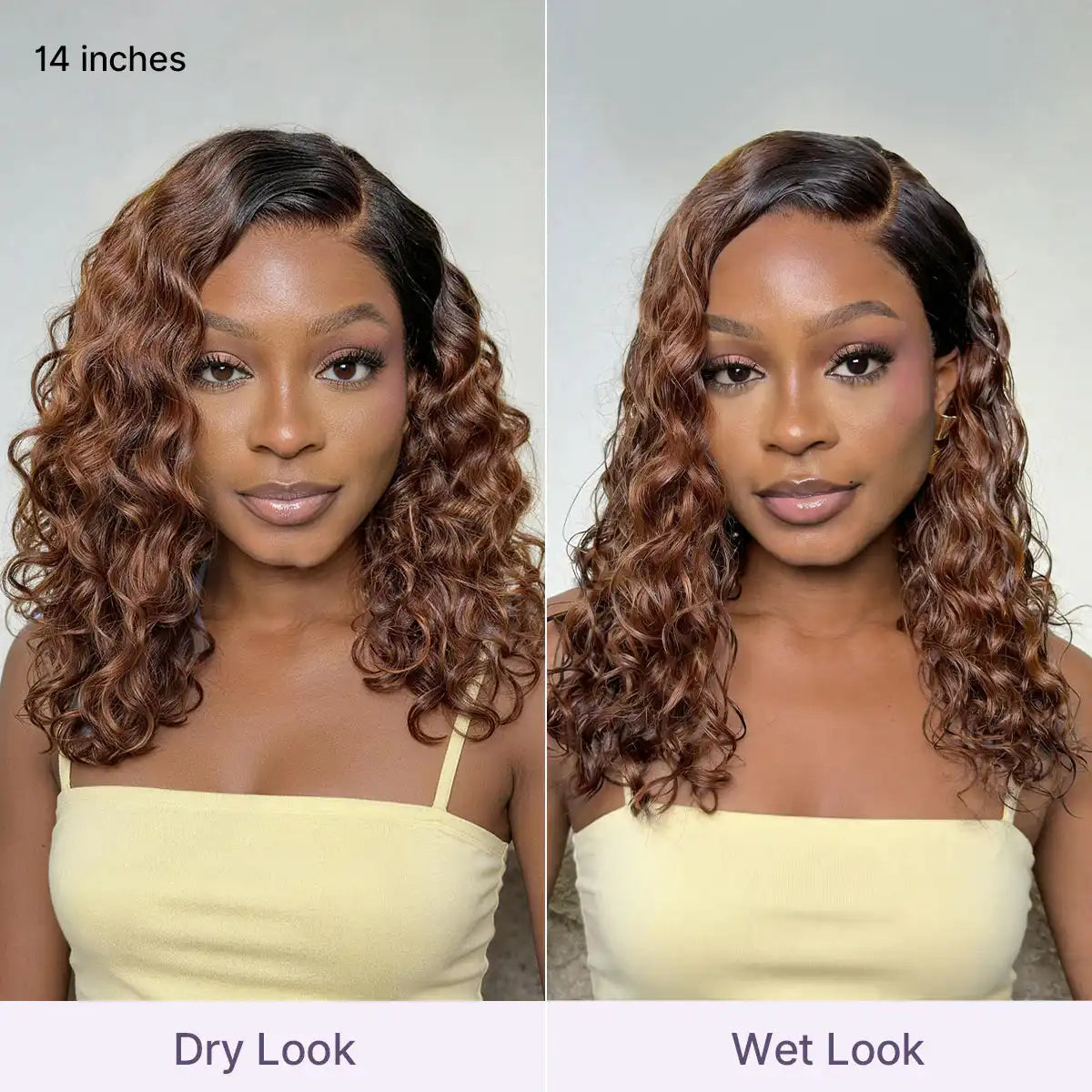 Ready to Go Ombre Brown Water Wave Short Curly Bob Wig Glueless Minimalist HD Lace Wig Pre-Cut Lace