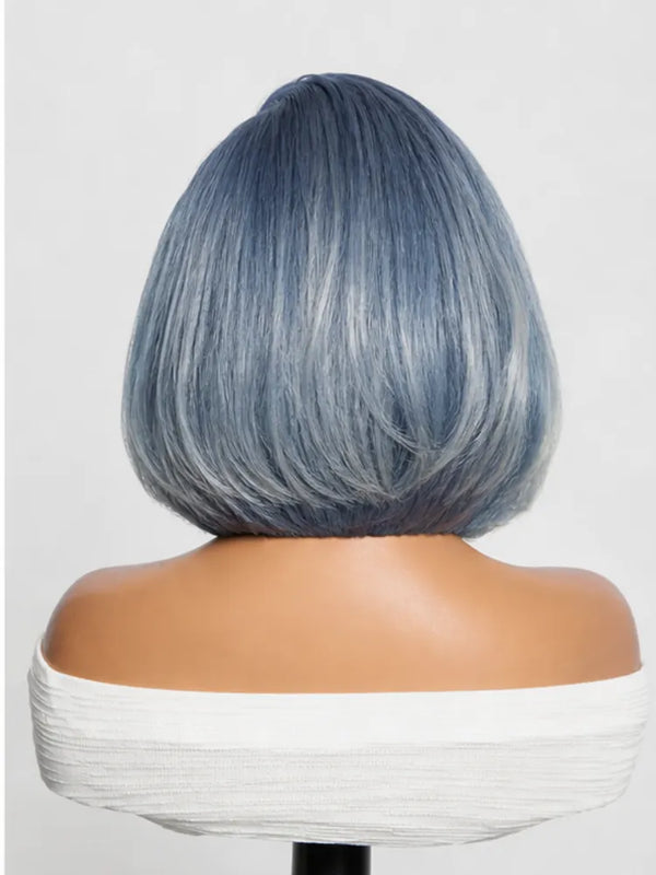 PreMax Wigs | Super Natural Hairline Smoky Blue with Silver Bob Glueless 13x4 Frontal Lace Human Hair Short Wig Pre-Cut Lace