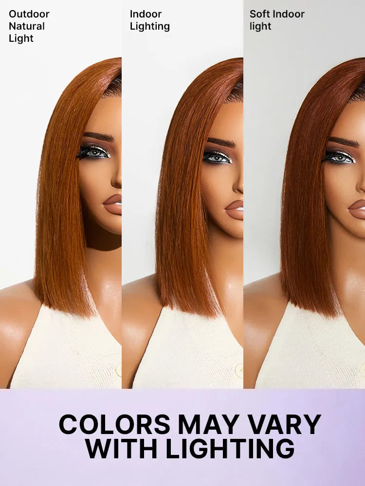 Ginger Ombre 13x4 Lace Front Glueless Blunt Cut Bob Human Hair Wig Pre-cut Lace