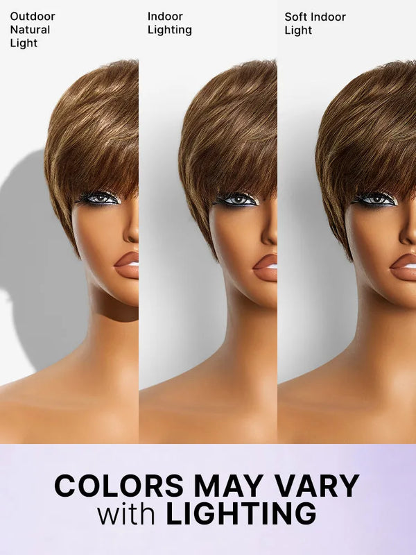 Throw On & Go Light Blonde Short Cut with Bangs Wig Ultra Comfort Skin-Like Soft Care Glueless Wig