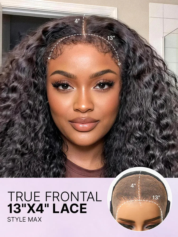 PreMax 180% Density 4C Edges Water Wave Wig 13x4 Frontal Pre-Cut Lace Wig Flexi-Fit Drawstring Cap