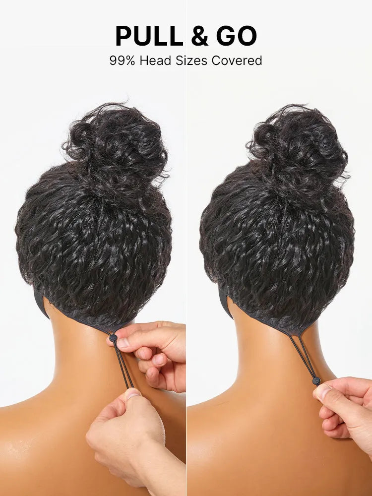 PreMax 180% Density 4C Edges Water Wave Wig 13x4 Frontal Pre-Cut Lace Wig Flexi-Fit Drawstring Cap