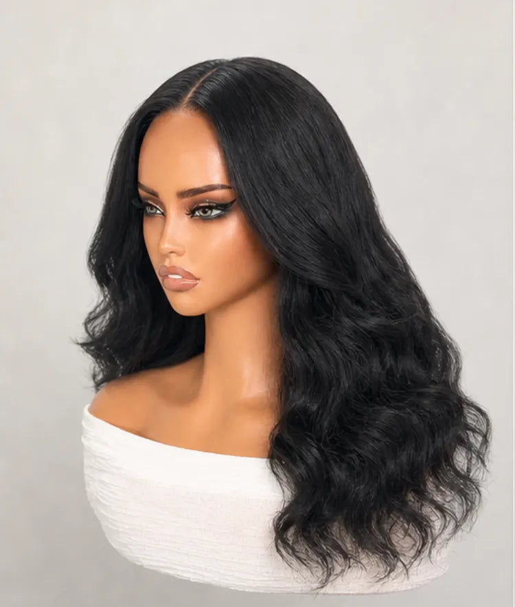 Luvme Natural Black Glueless 7x6 Closure HD Lace Yaki Blow Out Body Wave Long Wig Pre-Cut Lace Secondary image