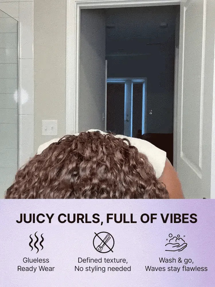 Luvme All-Day Comfort™ Wig PartingMax Brown Highlights Funmi Curly 7x6 Closure HD Lace Glueless Wig Pre Cut Lace