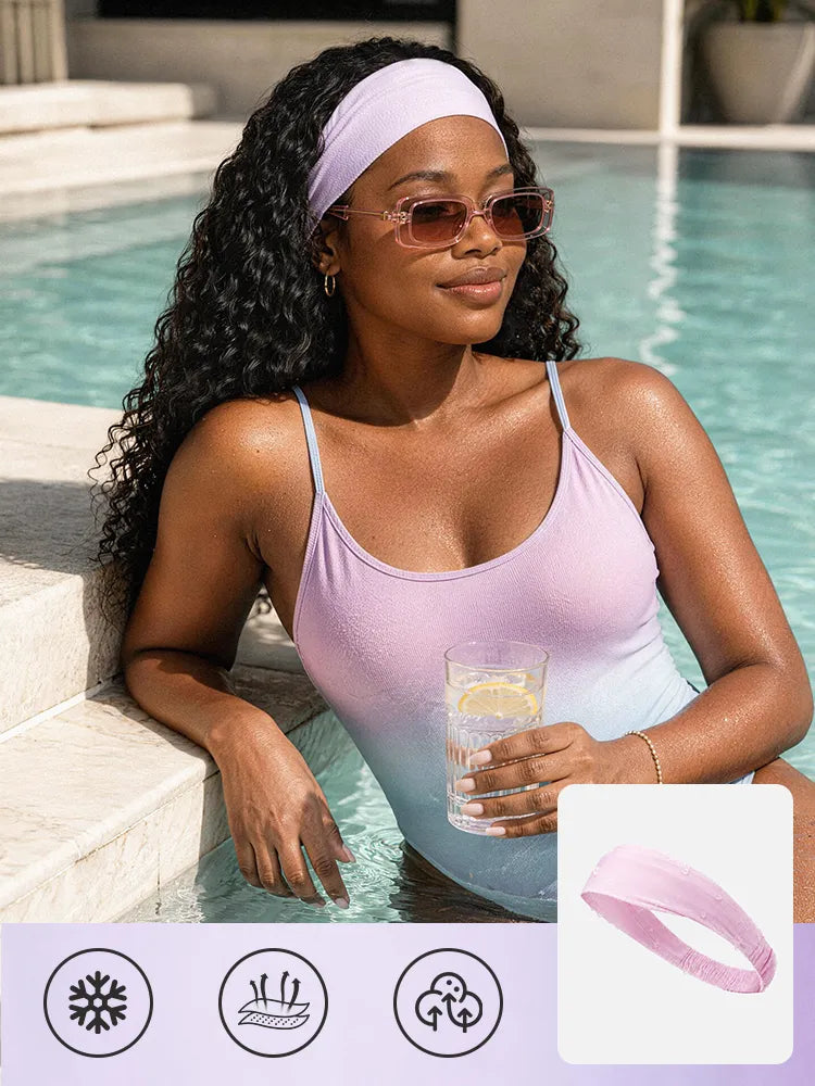 Beginner Friendly Water-Wave Wet and Wavy Headband Wig with Integrated Cooling Silk Headband, Effortless Wet-to-Dry Transformation (Get 2 Free Headbands) Secondary image