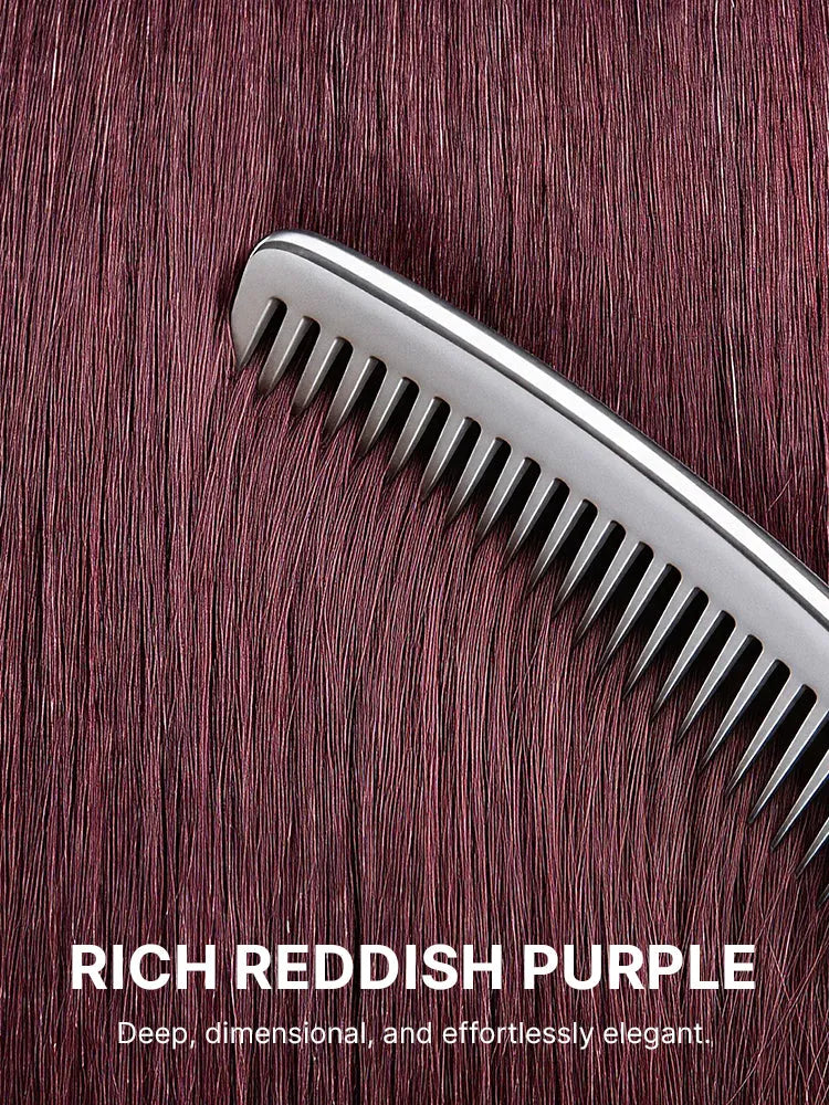 Put On and Go Reddish Purple Layered Cut Yaki Straight Minimalist Lace Bob Wig with Bangs All-Day Comfort Cap