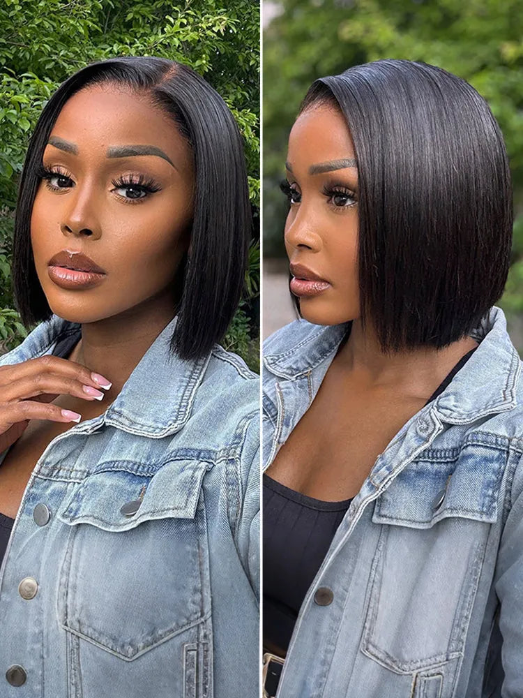 PreMax Wigs | Super Natural Hairline Silky Blunt Cut Bob Glueless 13x4 Frontal Lace Human Hair Short Wig Pre-Cut Lace Main image