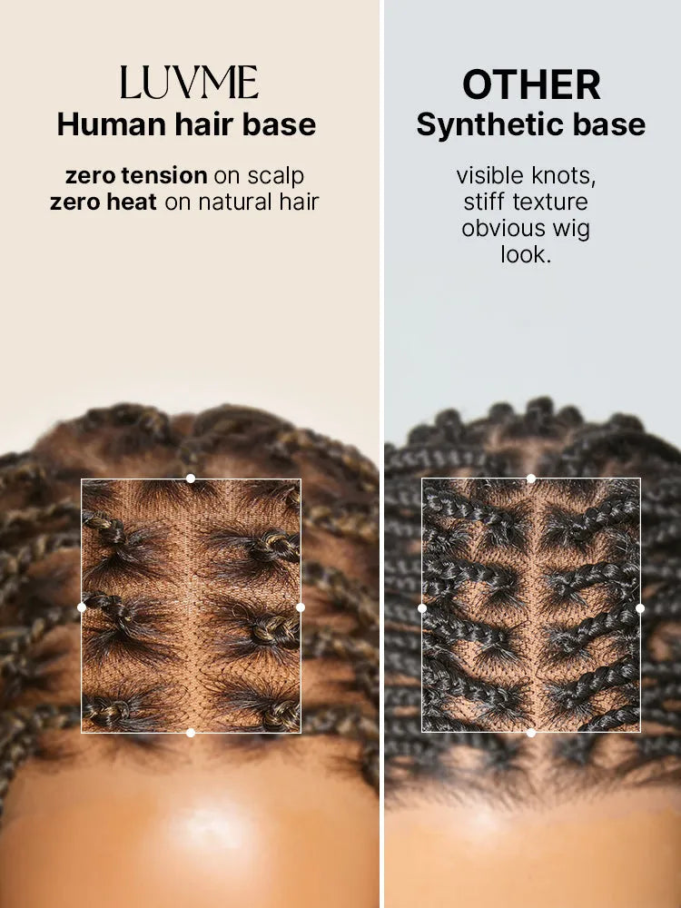 OwnScalp™Ombre Honey Blonde French Curl Knotless Boho Braids HD Full Lace Long Wig Flexi Fit Invisi Drawstring Cap - US Only