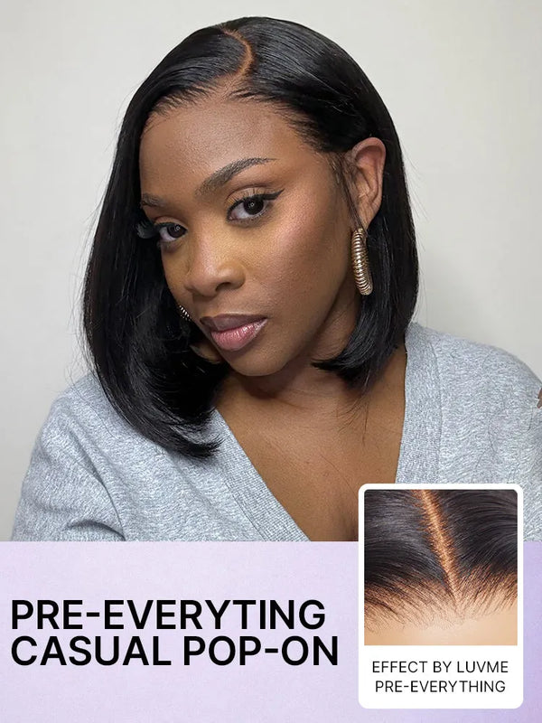 PreMax Wigs | Super Natural Hairline Silky Blunt Cut Bob Glueless 13x4 Frontal Lace Human Hair Short Wig Pre-Cut Lace