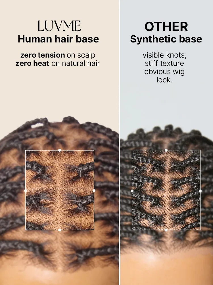 OwnScalp™ French Curl Knotless Boho Braids HD Full Lace Long Wig Flexi Fit Invisi Drawstring Cap - US Only