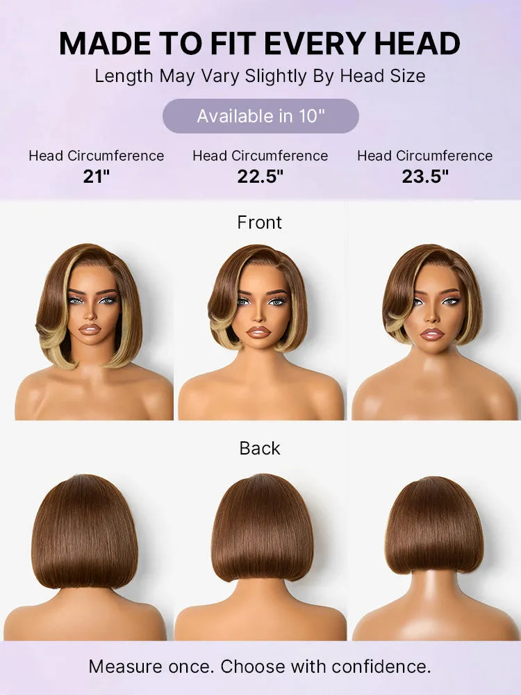 All-Day Comfort Honey Blonde Face-Framing Highlights Blow Out Layered Cut Glueless 5x5 Closure Lace Bob Wig Pre-cut Lace