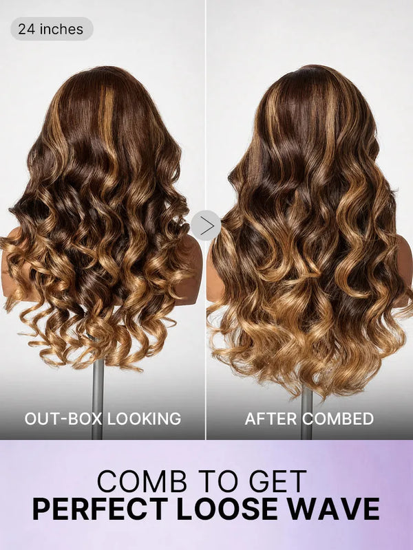 Luvme All-Day Comfort™ Wig 180% Density Loose Body Wave Glueless 7x6 Closure HD Lace Human Hair Wig with Bangs Pre-Cut Lace