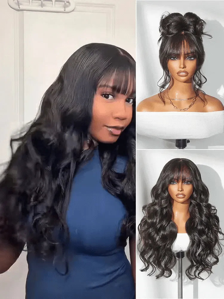 Luvme All-Day Comfort™ Wig 180% Density Loose Body Wave Glueless 7x6 Closure HD Lace Human Hair Wig with Bangs Pre-Cut Lace Main image