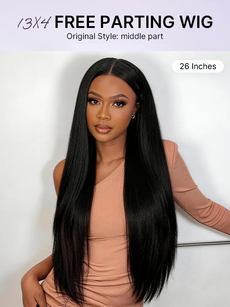 PreMax Wigs | Super Natural Hairline Silky Straight Glueless 13x4 Frontal Lace Wig Human Hair Pre-Cut Lace Secondary image